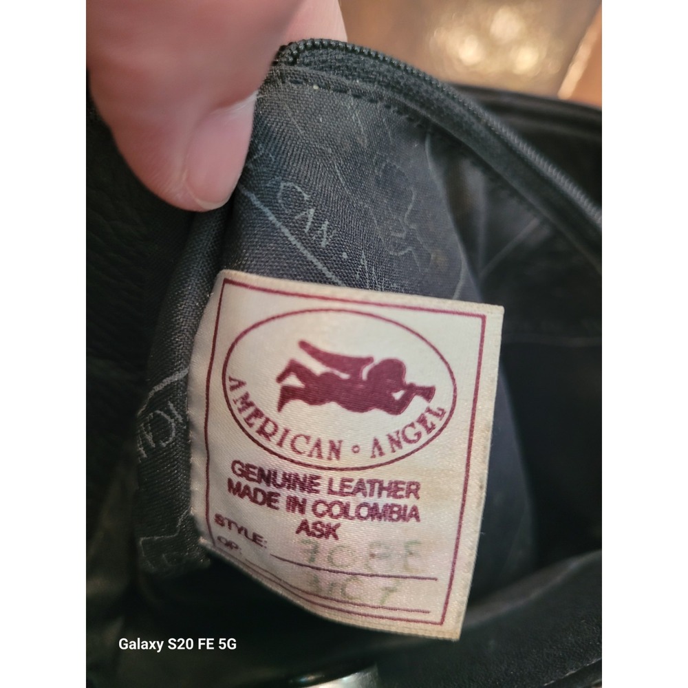 Vintage Y2K 90's American Angel Leather Slouch Hobo Logo Shoulder Bag Purse - Picture 3 of 16